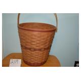 LOT CS 219  TALL ONE HANDLE  BASKET 14 X 12  ROUND