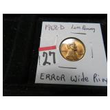 LOT FT 27 1968  D LINCOLN ERROR CENT WIDE RIM