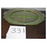 LOT CS 331 URAIUM GLASS DIVIDED DISH GREEN DEPRESN