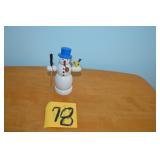 LOTCS 78  WOOD INSENSE BURNER SNOWMAN W/ BIRD