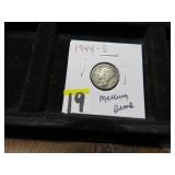 LOT FT 19 1944 S MERCURY DIME  VG