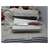 LOT FF43 FIXED BLADE 9 IN  RED HANDLE DAMACUS