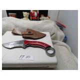 LOT FF 10 DAMASCUS KARAMBIT /W FINGER RING