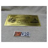 LOT KSN 28 24 K COATED 1000 NATIONAL CURRENCY