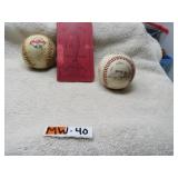 LOT MW 40  TWO BASEBALLS AUTOGRAPHED