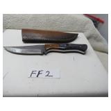 LOT FF2  DAMASCUS HUNTING KNIFE 4 IN BLADE  SHEATH
