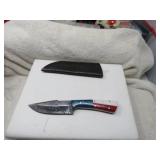 LOT FF 17 RED WHITE BLUE HANDLE 4 FIXED BLADE