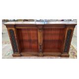 WALNUT CARVED BOOKCASE - 72" X 12" X 43"