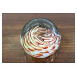 MATRIX 1986 BROWN/WHITE SWIRL PAPERWEIGHT