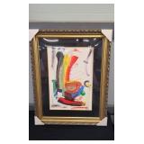 FRAMED ABSTRACT PAINTING - SIGNED - 27" X 35"