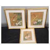 (3) FRAMED ORIENTAL BIRDS - SIGNED - 12" X 15"
