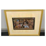 FRAMED SIGNED EGYPTIAN SILK - 18" X 22"