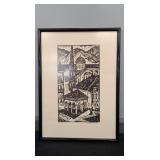 FRAMED BLACK & WHITE SIGNED PRINT - 15" X 21"