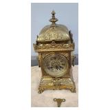 BRASS LIONS HEAD MANTEL CLOCK - 14"