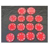 (14) RED CLOISOINNE TRAYS