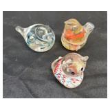 (3) MINI PAPERWEIGHT BIRDS