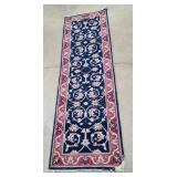 BLUE WOOL RUNNER RUG - 74" X 29"