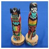HOPI WOOD TOTEM DOLLS - 10" & 8.5"