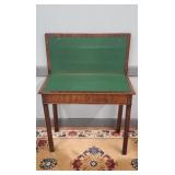 MAHOGANY FLIP TOP GAME TABLE - 33" X 33"