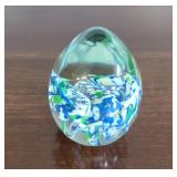 SIGNED MSH BLUE FLORAL PAPERWEIGHT - 2"