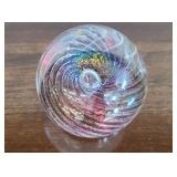 SIGNED SKOOKUM MICAH SWIRL PAPERWEIGHT - 3.25"