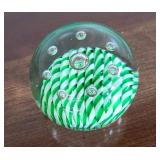 GREEN/WHITE PEPPERMINT PATTERN PAPERWEIGHT