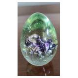 CANADA ESKIMO ART PURPLE FLORAL PAPERWEIGHT - 2.25