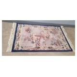 BLUE ORIENTAL WOOL RUG - 4
