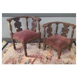 MATCHING NORTH WIND OAK CARVED CORNER CHAIRS
