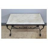 IRON TABLE WITH MARBLE TOP - 20" X 36"