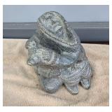 CARVED STONE NATIVE WITH SEAL - 9"