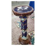 BLUE MAJOLICA PEDESTAL - 31"