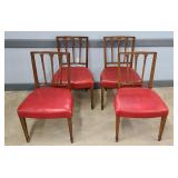 (4) RED LEATHER DINING CHAIRS