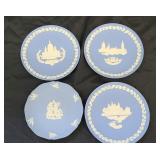 (4) BLUE WEDGWOOD PLATES