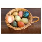 BASKET OF (9) ALABASTER EGGS