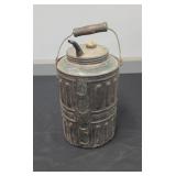 GLASS OIL JUG WITH METAL HOLDER