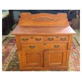 OAK SIDEBOARD WITH GLASS TOP