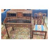 CARVED MAITLAND SMITH WRITING DESK WITH CHAIR