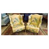 (2) PEACOCK UPHOLSTERED WINGBACK CHAIRS