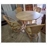 RIDGE REED RATTAN GAME TABLE AND CHAIR SET