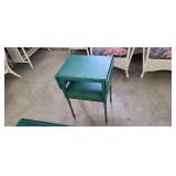 TEAL PAINTED DROP LEAF SIDE TABLE