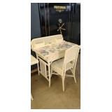 WHITE WICKER WRITING DESK WITH CHAIR