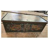 PAINTED FOLK ART WOOD CHEST