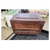 QUARTER SAWN OAK TOOL CHEST WITH CONTENTS