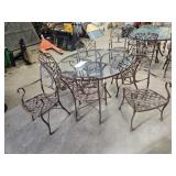 PATIO SET - GLASS TOP TABLE - 6 CHAIRS