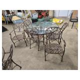 PATIO SET - GLASS TOP TABLE - 6 CHAIRS