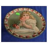 VICTORIAN TIN LITHO GIRL - ROSES - 16"