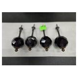 (4) PURPLE GLASS DRAPE HOLDERS - 5.5"