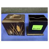 VINTAGE AIZU WAKAMATSU LACQUER CARD BOX