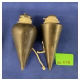 (2) CAST IRON PLUMB BOBS - 5"